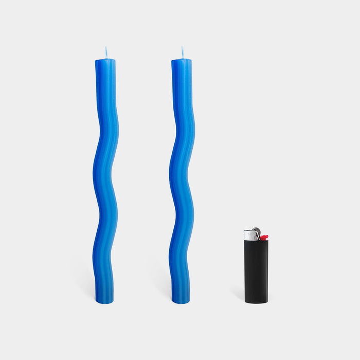 54 Celsius - Wiggle Candles - Blue (2 Pack) - 11" Vibrant Taper Candles