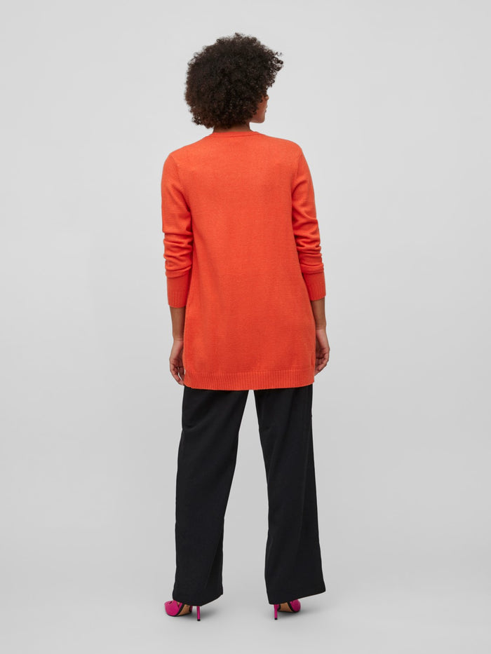 Ashley Open Knit Cardigan (Tigerlily/DARK MELANGE)