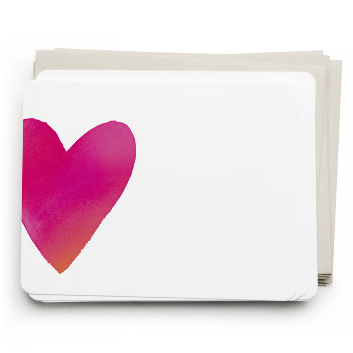 E. Frances Paper - Big Heart Flat Notecard Set, 8 Cards & Envelopes