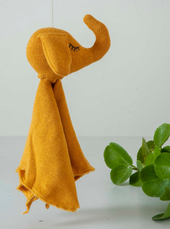 Elephant Comforter Mustard Stuffed Baby/Plush/Soft Toy | 100% Organic cotton