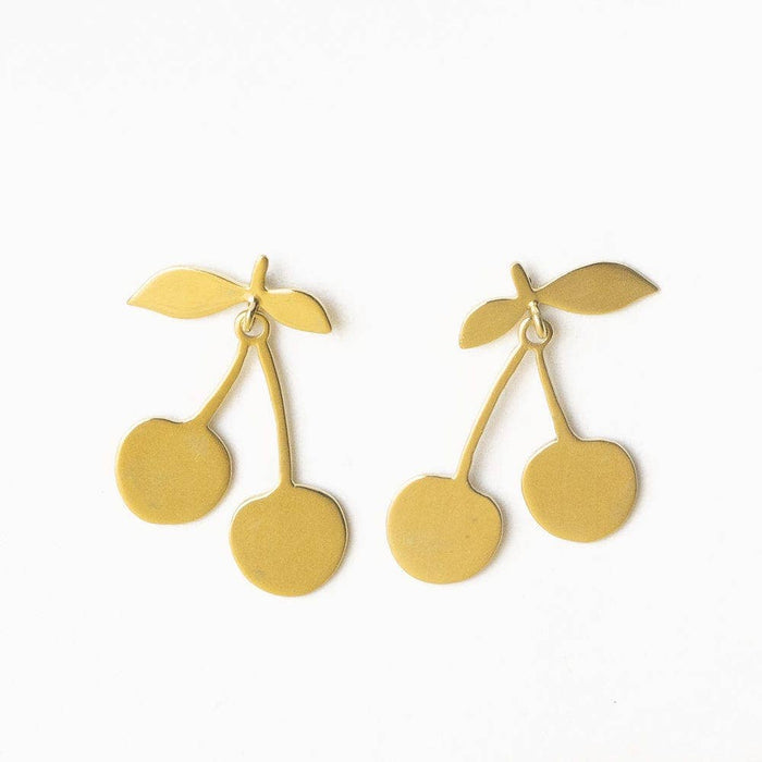 Ink+Alloy - Cheri Cherry Dangle Post Earrings Brass