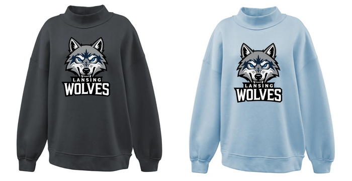 Lansing Wolves, Mock Neck Sweatshirt, Adult