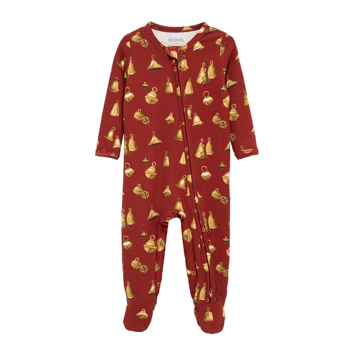 Milkbarn- Vintage Bell Brushed Zipper Footed Romper
