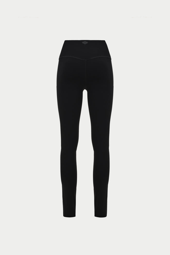 SCULPTING STRETCH CROSSOVER WAISTBAND LEGGINGS - BLACK