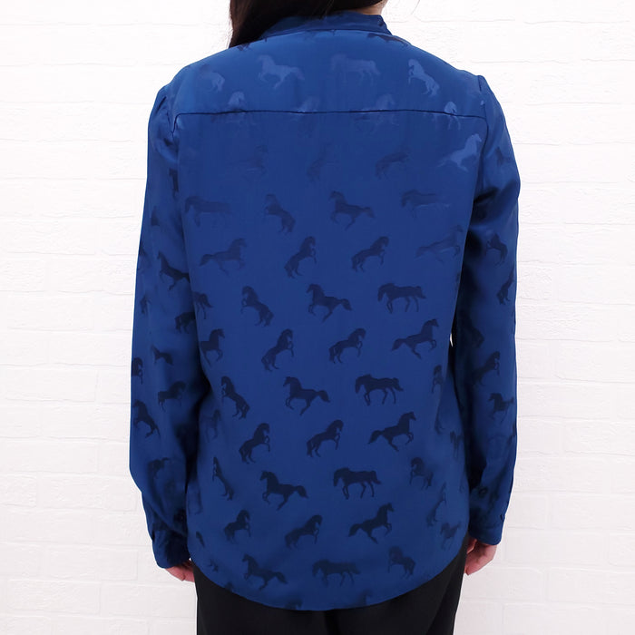 STELLA MCCARTNEY BLUE HORSE PRINT BLOUSE - SIZE 40