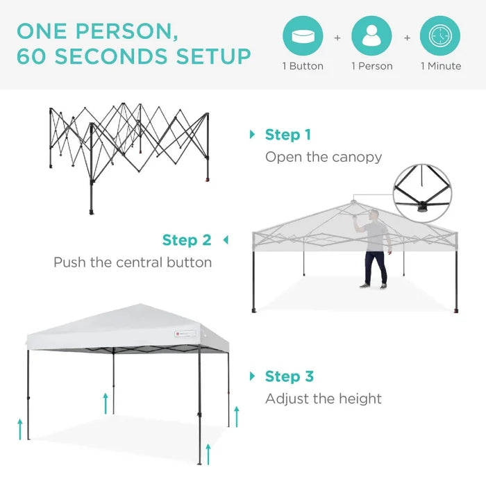 10' x 10' One-Button Pop-Up Canopy - White - Wichita Home Outlet