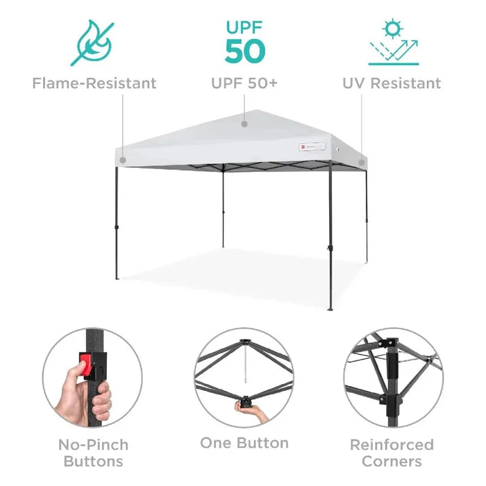 10' x 10' One-Button Pop-Up Canopy - White - Wichita Home Outlet