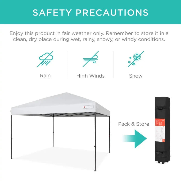 10' x 10' One-Button Pop-Up Canopy - White - Wichita Home Outlet