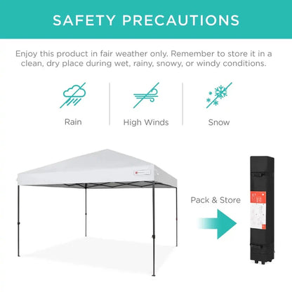 10' x 10' One-Button Pop-Up Canopy - White - Wichita Home Outlet
