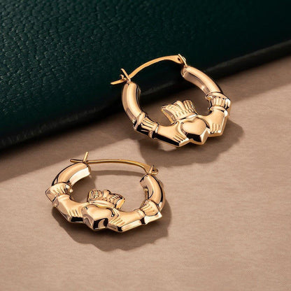 10K Gold Claddagh Creole Small Earrings