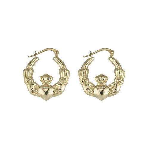 10K Gold Claddagh Hoops