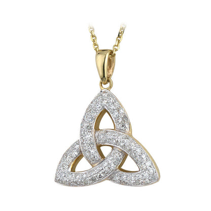 14k Gold Diamond Trinity Knot Pendant Necklace