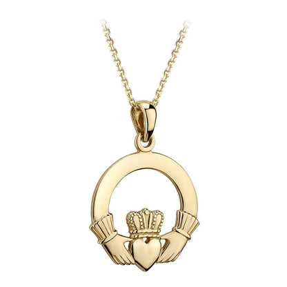Solvar 14k Gold Medium Heavy Claddagh Pendant