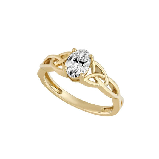 14K Oval Lab Diamond Trinity Knot Ring - 0.75ct