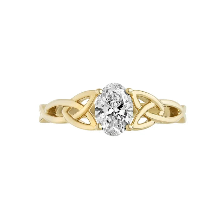 14K Oval Lab Diamond Trinity Knot Ring - 0.75ct