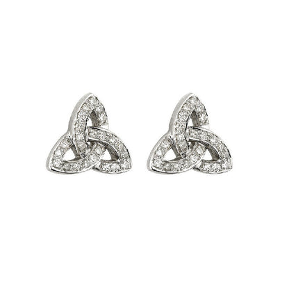 14k White Gold Diamond Trinity Knot Earrings