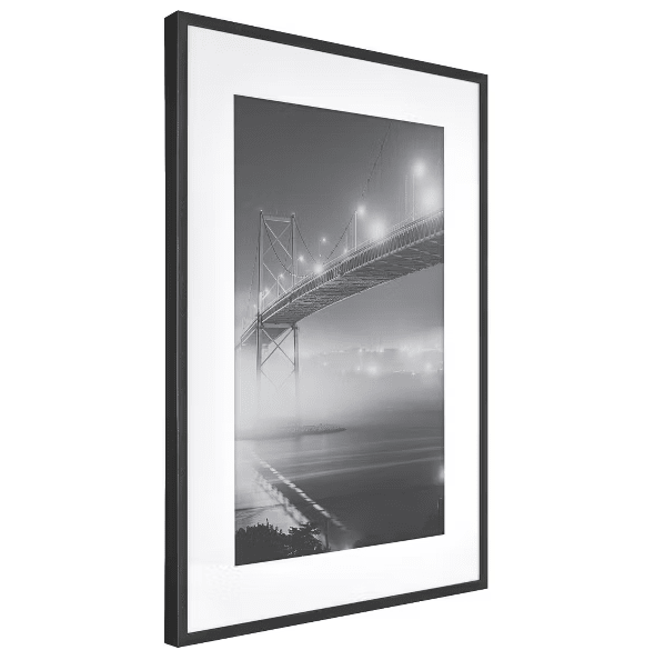 15.4"x21.4" Matted to 11" x 17" Thin Gallery Matted Wall Frame Black - Wichita Home Outlet
