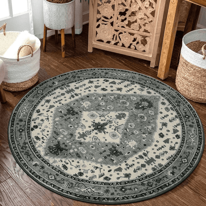 3" Vintage Medallion Area Rug - Gray - Wichita Home Outlet