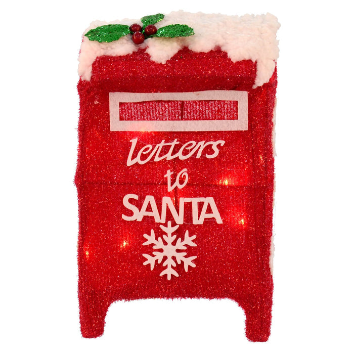 Red letters to Santa mail box with LED lights snow and holly