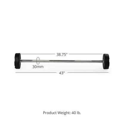 40 LB Straight Fixed Rubber Barbell