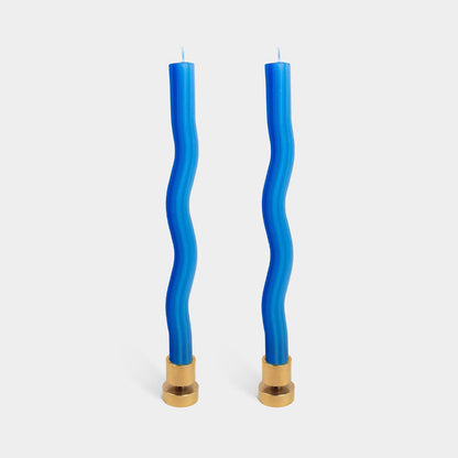 54 Celsius - Wiggle Candles - Blue (2 Pack) - 11" Vibrant Taper Candles