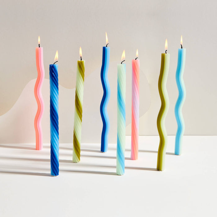 54 Celsius - Wiggle Candles - Blue (2 Pack) - 11" Vibrant Taper Candles