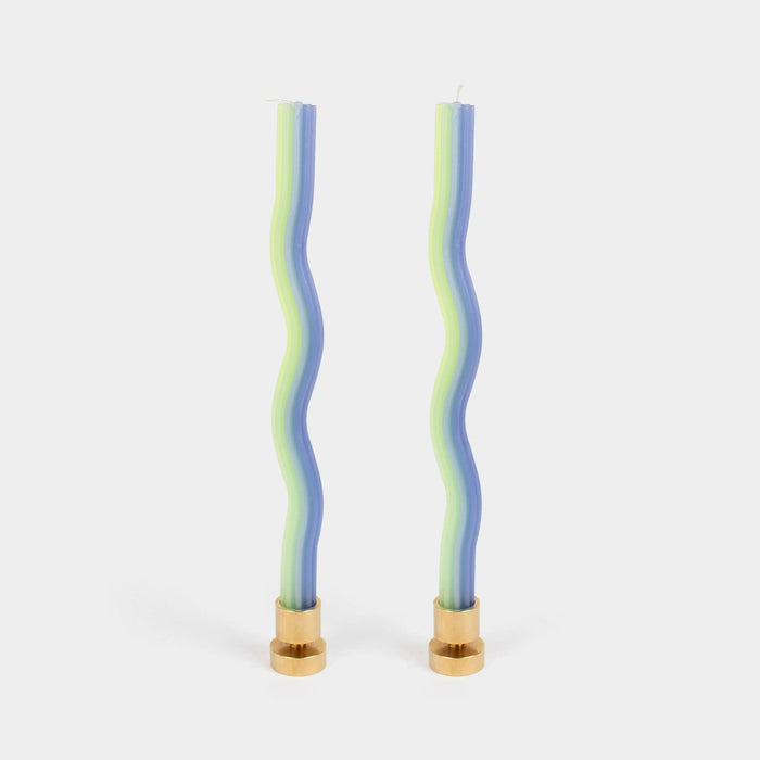 54 Celsius - Wiggle Candles - Lav. & Green (2 Pack) - 11" Vibrant Tapers