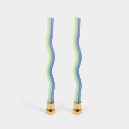 54 Celsius - Wiggle Candles - Lav. & Green (2 Pack) - 11" Vibrant Tapers
