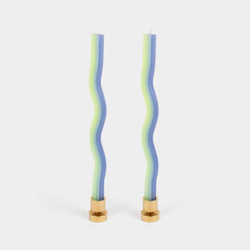 54 Celsius - Wiggle Candles - Lav. & Green (2 Pack) - 11" Vibrant Tapers