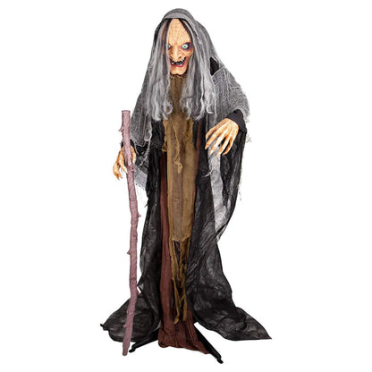 Old Hag Halloween decoration with stick