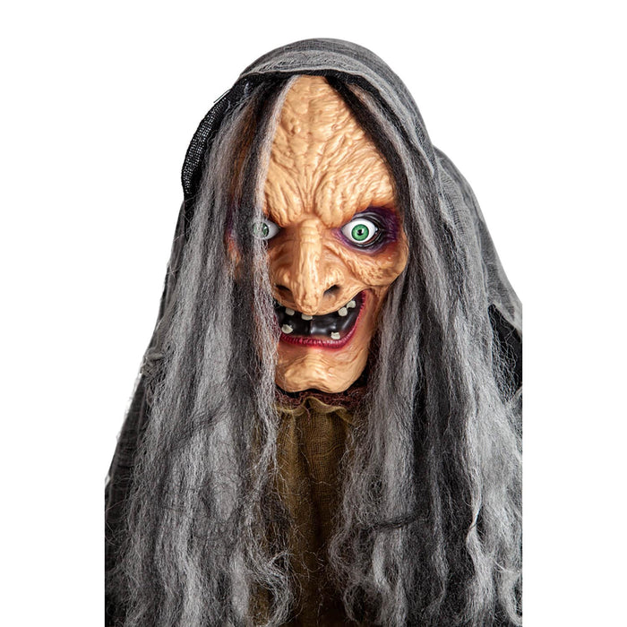 Face of an Old Hag Halloween decoration with light up eyes