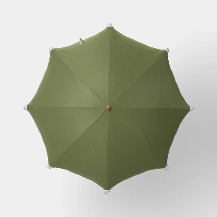 6-Foot Round Fringe Beach Umbrella - Green - Wichita Home Outlet