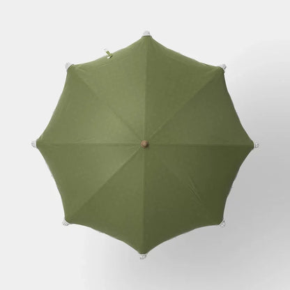 6-Foot Round Fringe Beach Umbrella - Green - Wichita Home Outlet