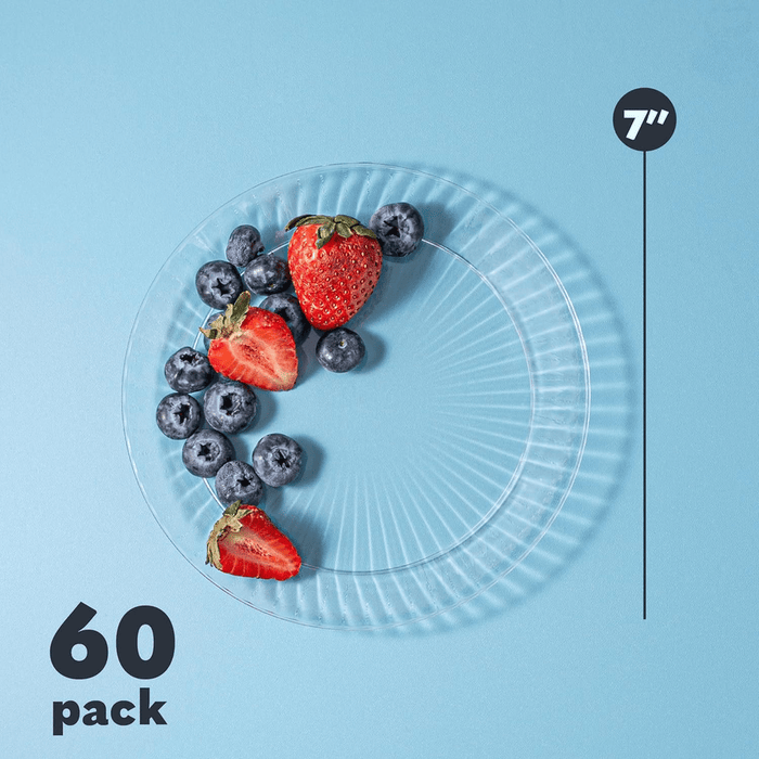 7" Clear Plastic Plates - 60 Pack - Wichita Home Outlet