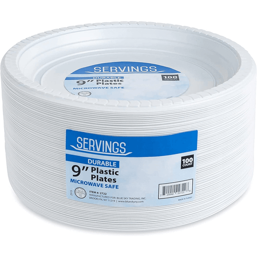 9-inch Plastic Party Plates - White - 100 Pieces - Wichita Home Outlet