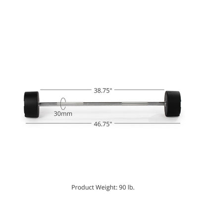 90 LB Straight Fixed Rubber Barbell