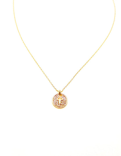 Abigail Cut Out Cross Necklace in Gold
