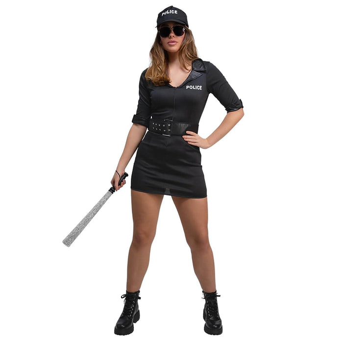 Adults Naughty Police Officer Uniform Black Dress Cap Belt Costume