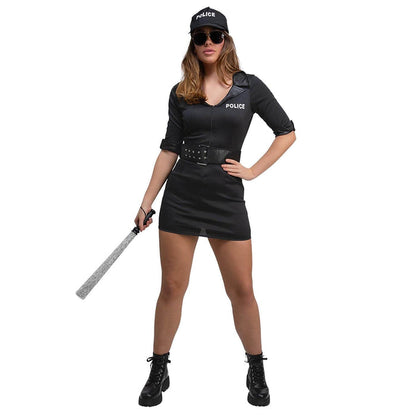 Adults Naughty Police Officer Uniform Black Dress Cap Belt Costume
