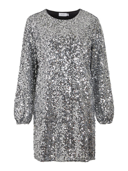AGGIE L/S SEQUIN DRESS (SILVER)