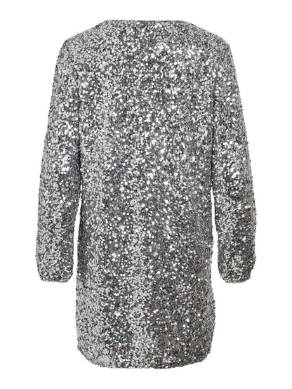 AGGIE L/S SEQUIN DRESS (SILVER)