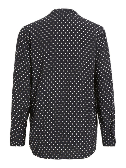 Aina V-Neck Shirt (Black with cloud dot)
