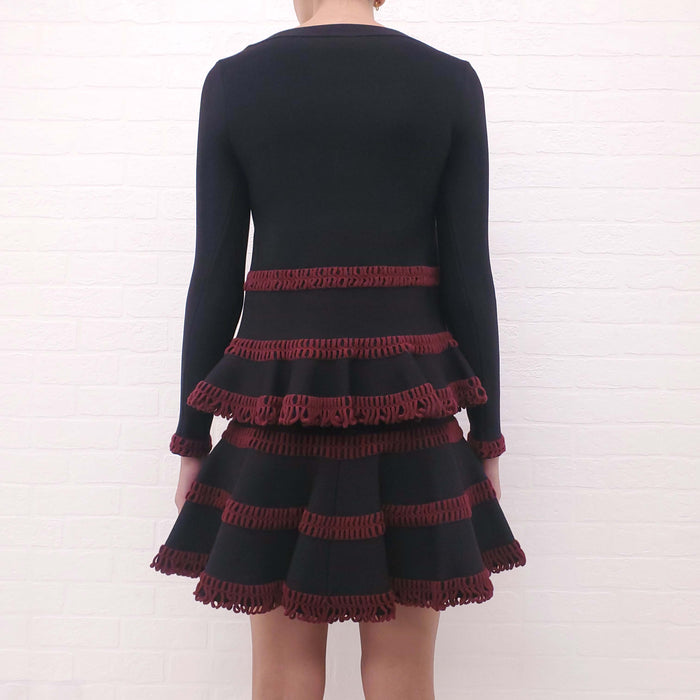 ALAÏA BLACK AND RED SKIRT SET - SIZE 36