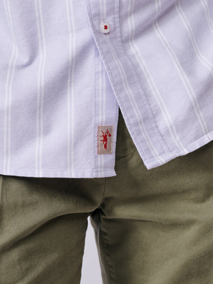Aubin Wide Lilac Stripe Aldridge Oxford Button Down Shirt | Oxford Shirt