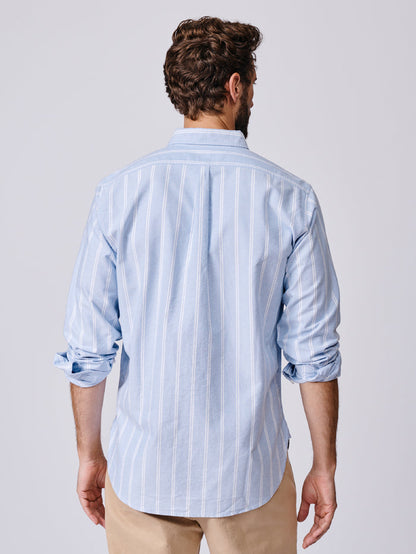 Aubin Blue Irregular Stripe Aldridge Oxford Button Down Shirt | Oxford Shirt