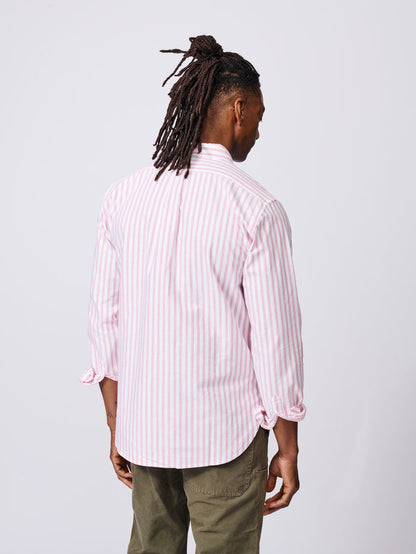 Aubin Bright Pink Stripe Aldridge Oxford Button Down Shirt | Oxford Shirt
