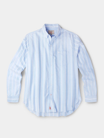 Aubin Blue Irregular Stripe Aldridge Oxford Button Down Shirt | Oxford Shirt