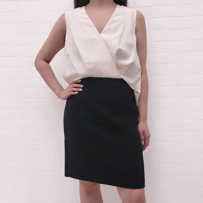 ALEXANDER WANG BLACK AND CREAM DRAPED DRESS - SIZE 6