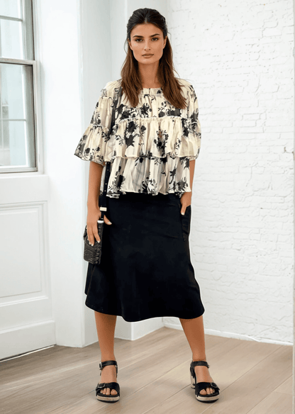 Alyssa Cotton Skirt Black Denim - Versatile Style for Every Occasion - RFE Marketing Ventures