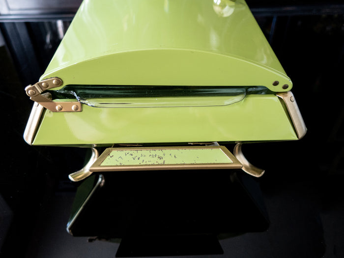 MCM Anchor Hocking Chafing Dish Buffet Stand Green And Gold Retro